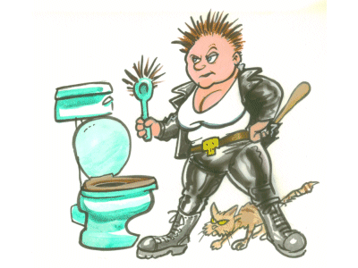 Diesel on Toilets - pic showing Diesel threatening a loo