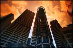 Anti-grav Architecture build - high-rise building scraping the sky.